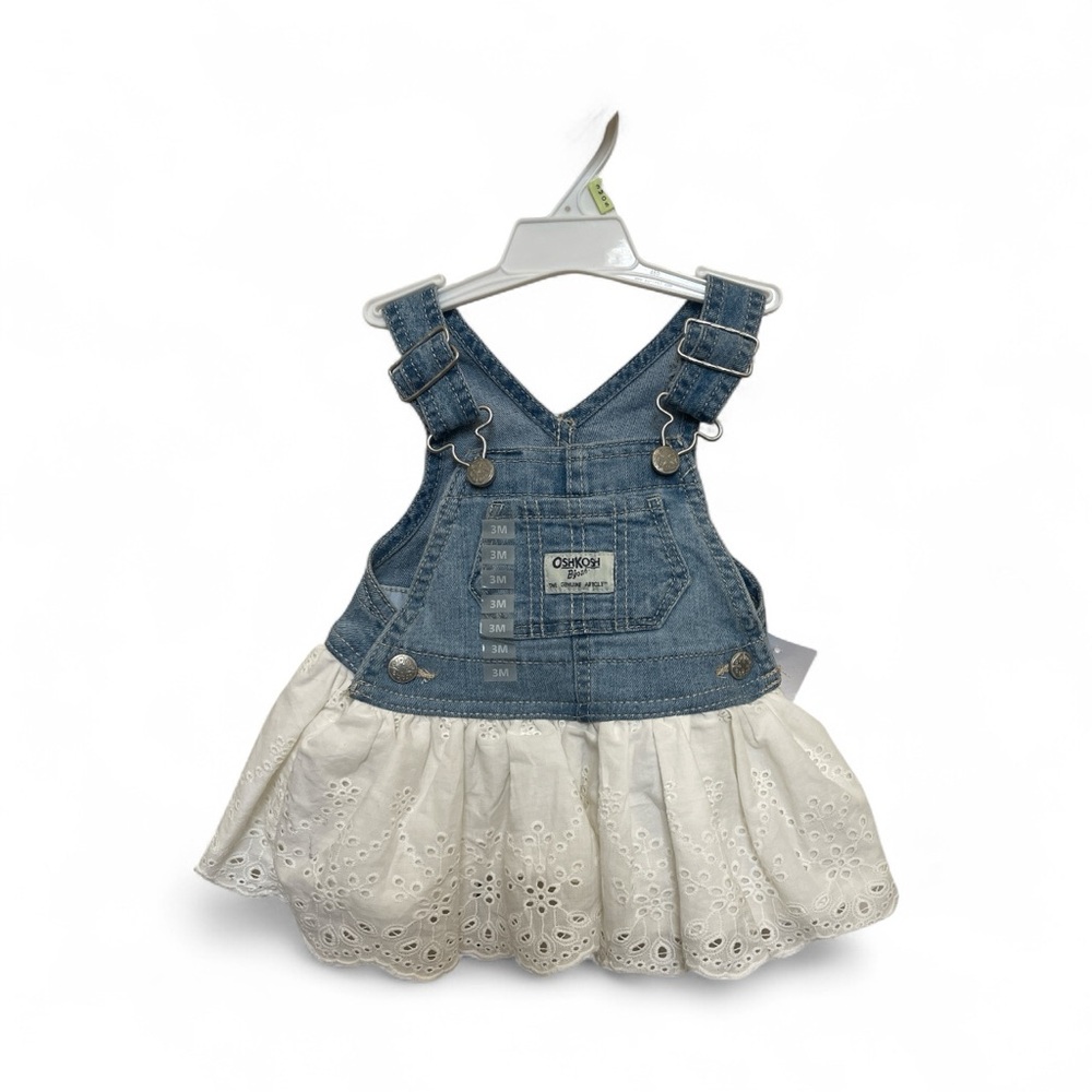 OshKosh B'gosh Blue Denim Dress with White Eyelet Skirt